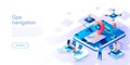 GPS navigation landing page vector template. Royalty Free Stock Photo