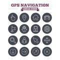 GPS navigation linear icons set. Thin outline