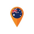 Gps navigation pin flag australia icon on white background Royalty Free Stock Photo