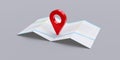 GPS navigation pointer on a paper map. Red Location pin icon Royalty Free Stock Photo