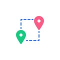 GPS navigation route flat icon