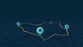 GPS navigation. Route planning, navigation plan to multiple location points. Isometric city scape navigation on a