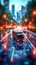GPS navigation on smartphone with generative AI, depicting traffic road