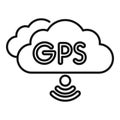 Gps navigation system sending signal from cloud storage icon Royalty Free Stock Photo