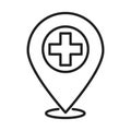 Gps navigaton destinaton pin healthcare medical and hospital pictogram line style icon Royalty Free Stock Photo