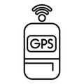 Gps navigator device transmitting location data icon Royalty Free Stock Photo