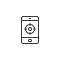 Gps navigator mobile app outline icon