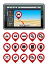 GPS navigator with the pointer autoservice. Royalty Free Stock Photo
