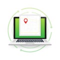 GPS navigator pointer on city map, from place to place. Vector illustration. Royalty Free Stock Photo