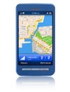 GPS navigator in touchscreen smartphone Royalty Free Stock Photo