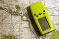GPS on old map Royalty Free Stock Photo