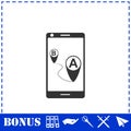 GPS phone icon flat Royalty Free Stock Photo