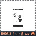GPS phone icon flat Royalty Free Stock Photo