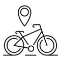 Gps pin bike location icon, outline style Royalty Free Stock Photo