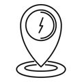 Gps pin charging car station icon, outline style Royalty Free Stock Photo