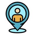 Gps pin headhunter icon color outline vector Royalty Free Stock Photo
