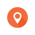 Gps pointer location round icon long shadow