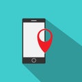 GPS pointer Mobile phone icon vector in modern flat style