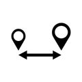 GPS points and path between them, Distance between two map pointers Royalty Free Stock Photo