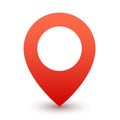 Gps red pin. Map marker or travel symbol vector icon on white background Royalty Free Stock Photo