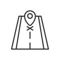 GPS on a road, icon in line design. GPS, road, location, direction, route, navigation, map on white background vector
