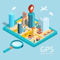 GPS route map. City navigation app