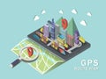 GPS route map 3d isometric infographic