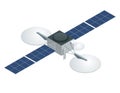 GPS satellite. Flat vector isometric illustration. Wireless satellite technology. Royalty Free Stock Photo