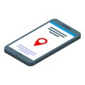 Gps smartphone location icon, isometric style