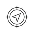 GPS target, icon in line design. GPS, target, location, pinpoint, marker, position, aim at white background vector. GPS