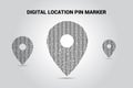 Multiple Location pin marker signage pixel style.