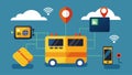 GPS tracking devices on all equipment preventing theft and enabling quick recovery if necessary.. Vector illustration.