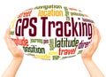 GPS tracking word hand sphere cloud concept Royalty Free Stock Photo