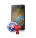 Gps vs compass concept illustration Royalty Free Stock Photo