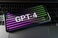 GPT - 4 on screens. OpenAI released new version of GPT 4. ChatGPT AI chatbot Royalty Free Stock Photo