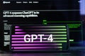 GPT - 4 on screens. OpenAI released new version of GPT 4. ChatGPT AI chatbot Royalty Free Stock Photo