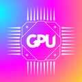 GPU icon. Circuit board. GPU on a modern neon background. Vector illustration EPS 10. Royalty Free Stock Photo