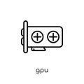 Gpu icon. Trendy modern flat linear vector Gpu icon on white background from thin line hardware collection