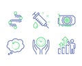 Gpu, Recovery data and Safe time icons set. Timeline, Medical syringe and Employee results signs. Vector