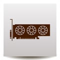 Gpu Videocard vector icon with three coolers on a realistic pape Royalty Free Stock Photo