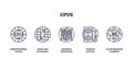 GPUs icons outline showing computational power, speed, and graphics rendering. ...