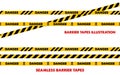 Danger barrier tape illustration and seamless tape pattern caution warning yellow sign precaution working security Royalty Free Stock Photo
