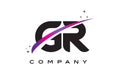 GR G R Black Letter Logo Design with Purple Magenta Swoosh