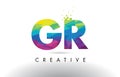 GR G R Colorful Letter Origami Triangles Design Vector.