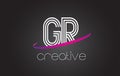 GR G R Letter Logo with Lines Design And Purple Swoosh.