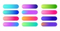 Holographic gradients set, bars buttons. Multicolor green purple yellow orange pink red violet cyan blue fluid geometric gradients Royalty Free Stock Photo