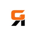 GR or RG initial letters, simple and bold orange G and black R (inverted) letter creative logo.