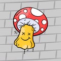 Grab this amazing icon of mushroom in graffiti art style, ready to use vector