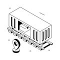 Grab this amazing isometric illustration of cargo train in trendy style Royalty Free Stock Photo