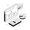 Grab this creatively crafted digital data analysis illustration in isometric style Royalty Free Stock Photo